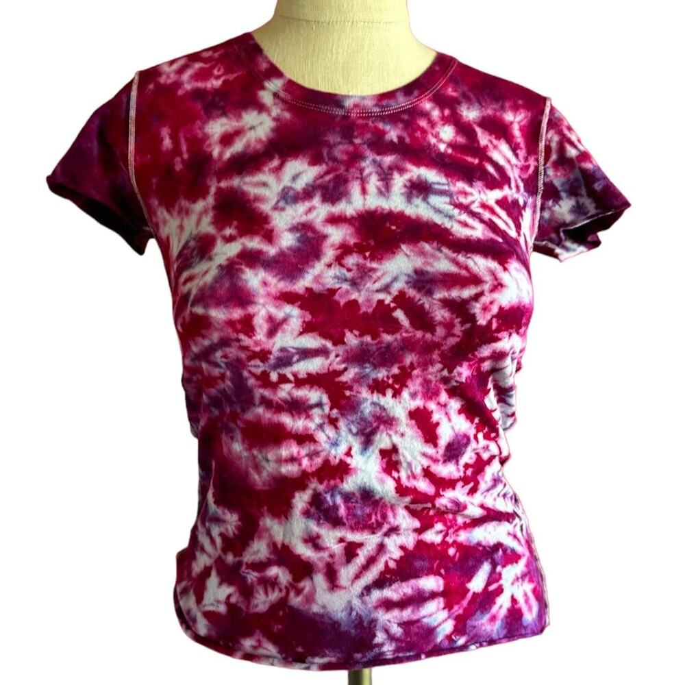 Junior Womens T-Shirt Size Small Handmade Tie Dye Pink Casual Hippie Summer NEW